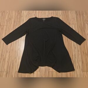 NWOT JM Collection Black Asymmetrical 3/4 Sleeve Blouse